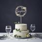 Preview: Runder Caketopper aus Birkenholz mit personalisiertem Namen, Anlass und Datum